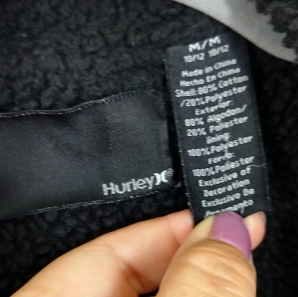 Hurley zip front hoodie black w gray writing sz M - Picture 4 of 5